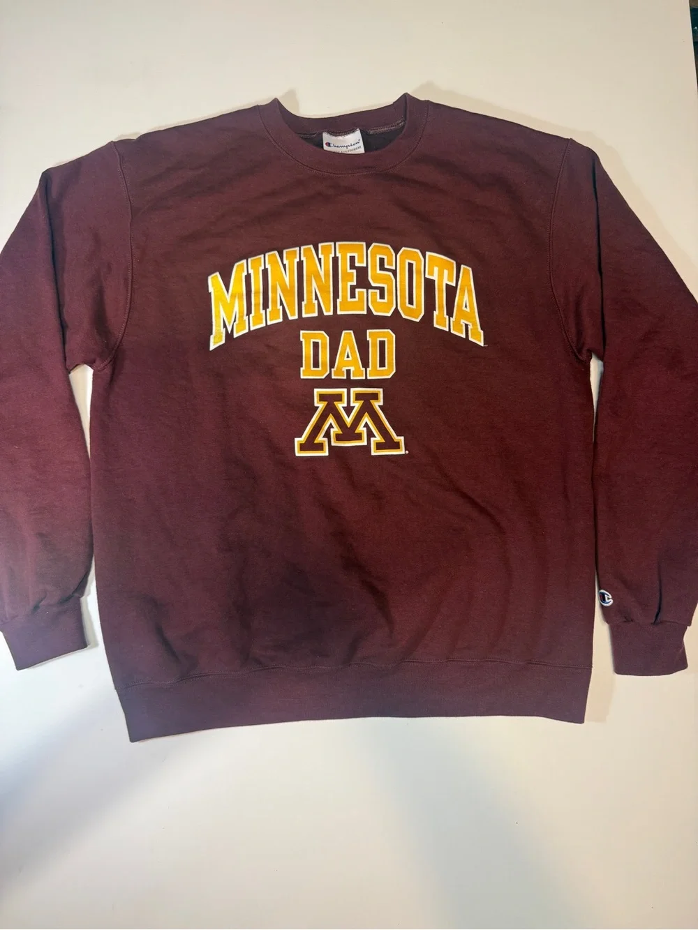 Champion Maroon‎ Minnesota Dad Crewneck with Gold Lettering